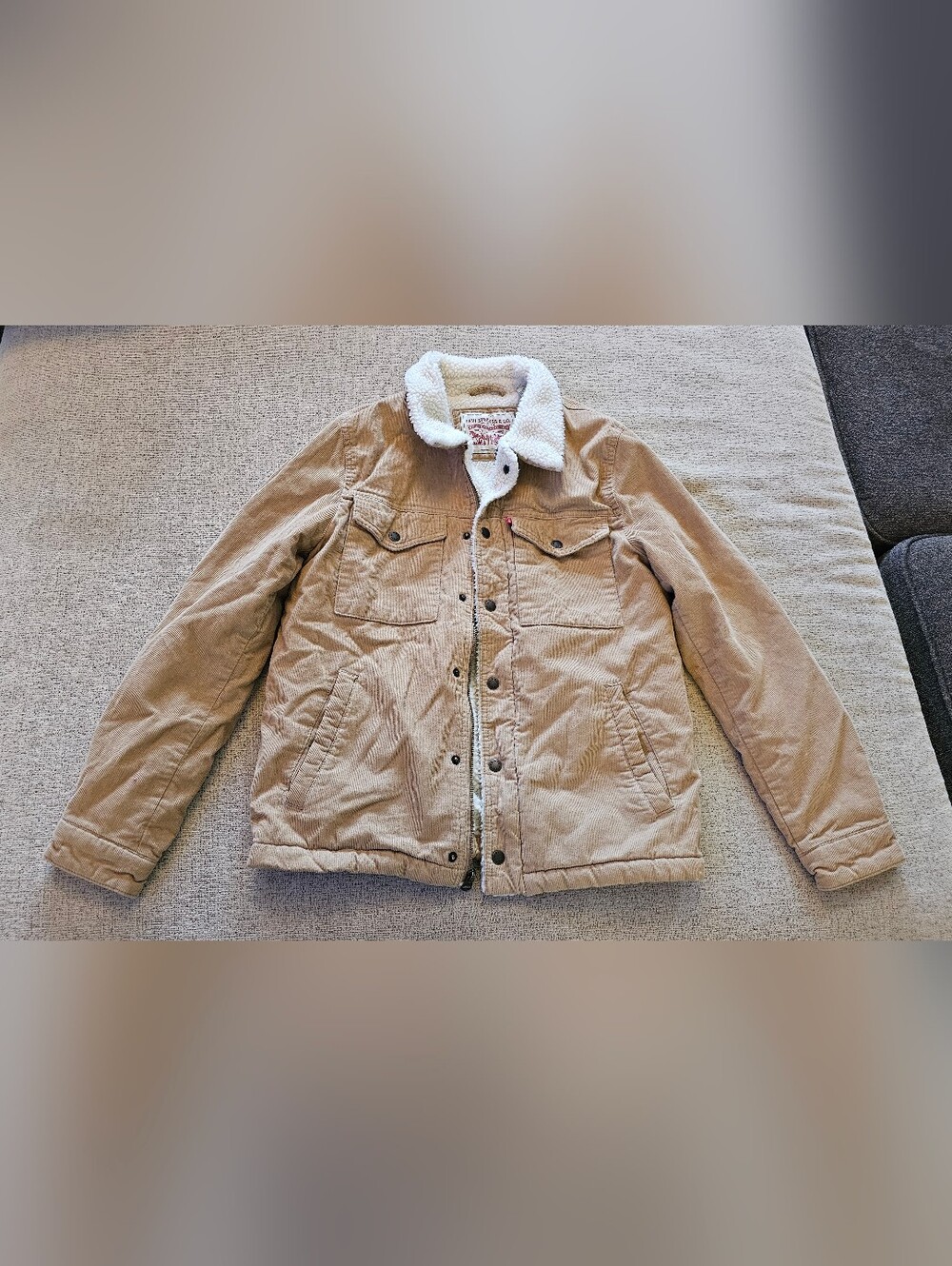 Levi's Tan Corduroy Sherpa Jacket with White Collar